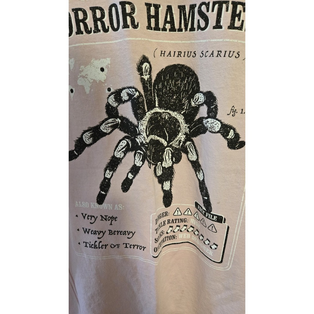 Threadless Horror Hamster Spider Graphic T Shirt XL Funny Novelty Tee Pink - Picture 2 of 6